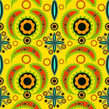 Abstract seamless colourful pattern exotic shapes backgrounds Stock Illustration