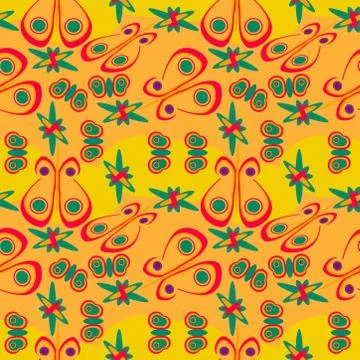 Abstract seamless colourful pattern exotic shapes backgrounds Stock Illustration