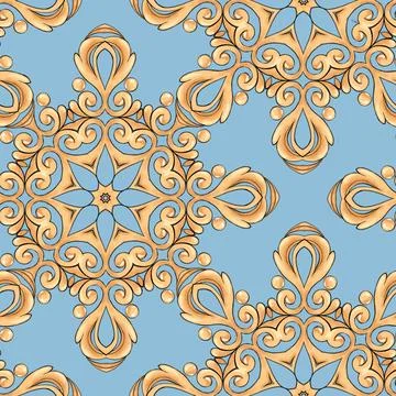 Abstract seamless decorative pattern, vintage gold background Stock Illustration