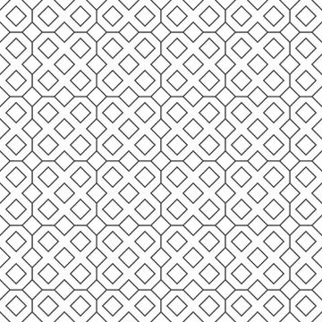 Abstract seamless diamond pattern, black and white outline of square. Design Stock Illustration