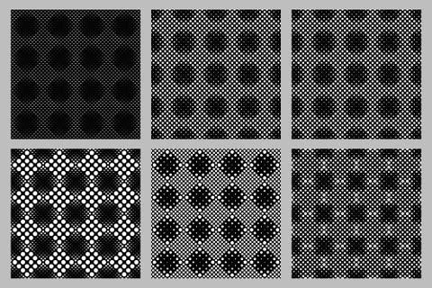 Abstract seamless dot pattern background design set イラスト素材