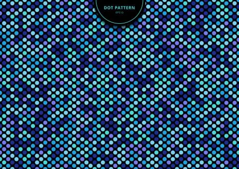 Abstract seamless dots pattern blue color on black background. 스톡 일러스트
