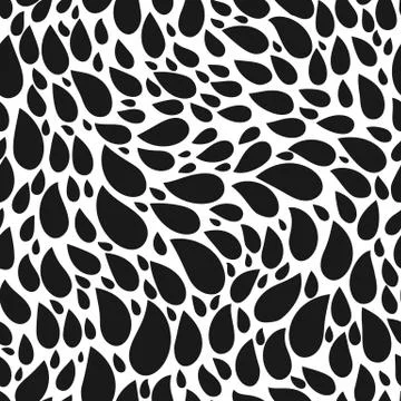 Abstract seamless drop pattern. Monochrome black and white texture. Repeating Stock Illustration