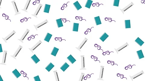 Abstract Seamless Education Pattern Background with School Supplies and Icons Stock Footage 346186063