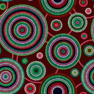 Abstract Seamless Ethnic Style Circle Simple Needlework Background Stock Illustration