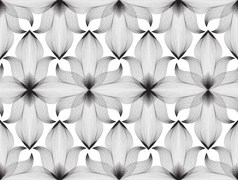 Abstract seamless floral line pattern. Arabic line ornament with flower shape Stock Illustration