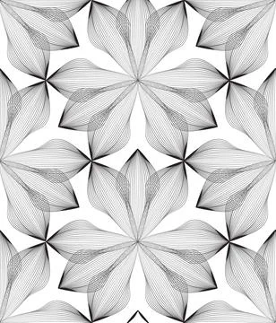 Abstract seamless floral line pattern. Arabic line ornament with flower shape Stock Illustration
