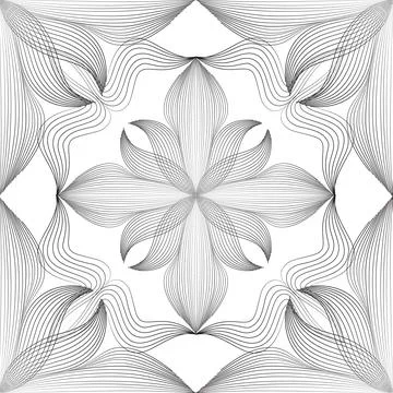 Abstract seamless floral linear pattern. Arabic line ornament with flower sha Illustrazione stock