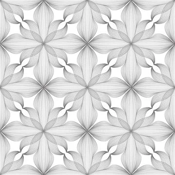 Abstract seamless floral linear pattern. Arabic line ornament with flower sha Stock Illustration
