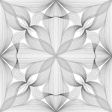 Abstract seamless floral linear pattern. Arabic line ornament with flower sha 스톡 일러스트