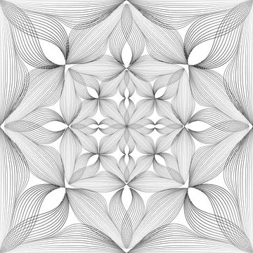 Abstract seamless floral linear pattern. Arabic line ornament with flower sha Stock Illustration