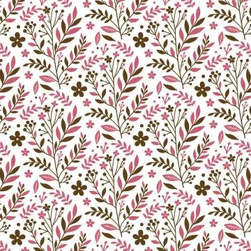 Abstract seamless floral pattern with botanical motifs wildflowers Stock Illustration