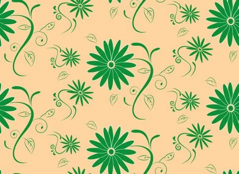 Abstract seamless floral pattern on brown background Stock Illustration