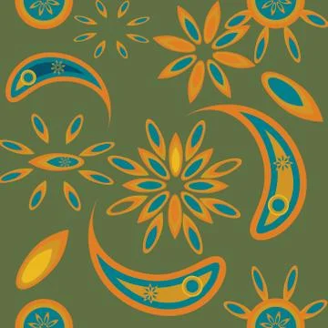Abstract seamless floral pattern exotic shapes backgrounds Stock Illustration