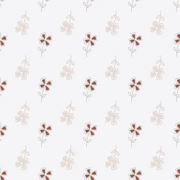 Abstract seamless floral pattern with four-leaf clower ornament. Pastel backg Illustrazione stock