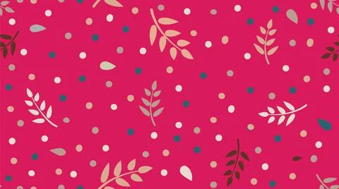 Abstract seamless Floral pattern leaves dots in minimal childish style. Stock Illustration