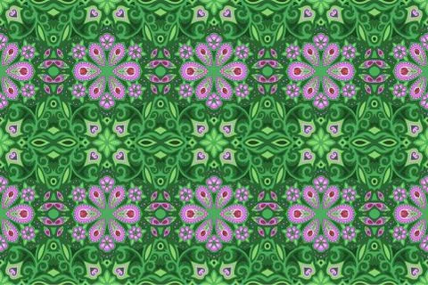 Abstract seamless floral pattern with pink flowers Stock Illustration