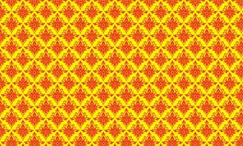 Abstract seamless floral pattern with yellow flowers on vintage geometric backgr Stock Illustration