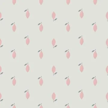 Abstract seamless food pattern with lemon elements. Pink little fruits on gre Illustrazione stock