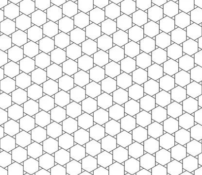 Abstract seamless geometric pattern, black and white outline of hexagons with Stock Illustration