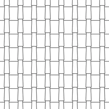 Abstract seamless geometric pattern, black and white outline tile roof. Linea Stock Illustration