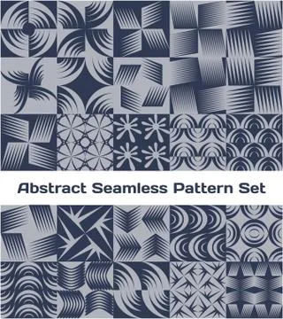 Abstract seamless geometric pattern on color background set. Twenty five vect Stock Illustration