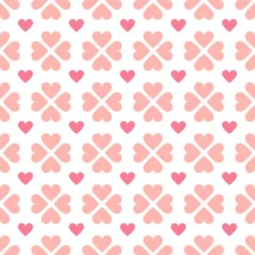 Abstract seamless geometric pattern with hearts in pink colors. Cute background 库存插图