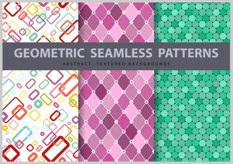 Abstract Seamless Geometric Patterns 스톡 일러스트