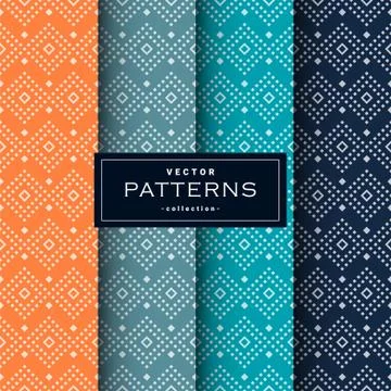 Abstract seamless geometric patterns set in four colors Illustrazione stock