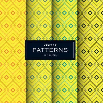 Abstract seamless geometric patterns set in yellow colors Illustrazione stock
