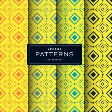 Abstract seamless geometric patterns set in yellow colors Stock Illustration