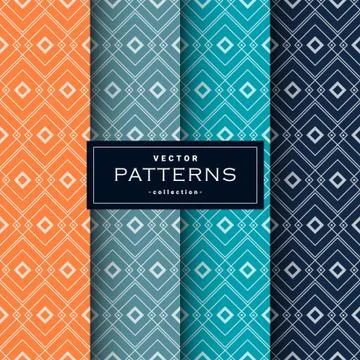 Abstract seamless geometric patterns set in four colors Stock Illustration