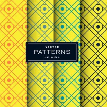 Abstract seamless geometric patterns set in yellow colors Stock Illustration