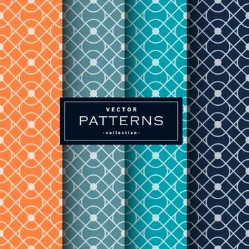 Abstract seamless geometric patterns set in four colors Stock Illustration