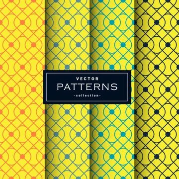 Abstract seamless geometric patterns set in yellow colors Stock Illustration