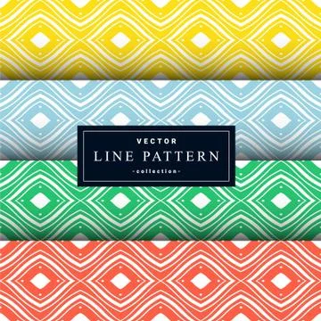 Abstract seamless geometric patterns set in four colors Stock Illustration