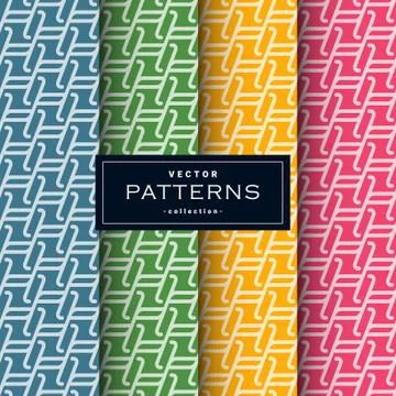 Abstract seamless geometric patterns set in four colors Stock Illustration