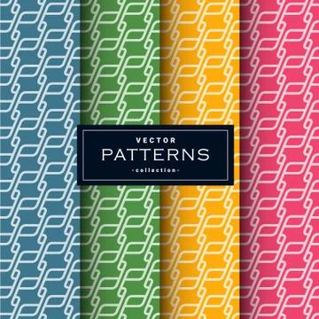 Abstract seamless geometric patterns set in four colors Stock Illustration
