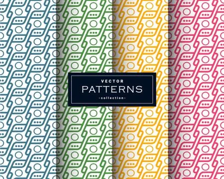 Abstract seamless geometric patterns set in four colors Stock Illustration