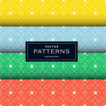 Abstract seamless geometric patterns set in four colors Stock Illustration