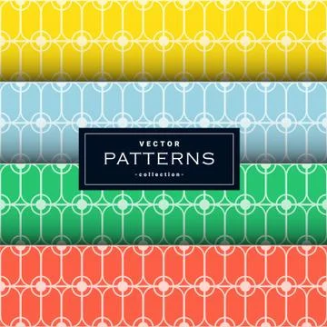 Abstract seamless geometric patterns set in four colors Stock Illustration