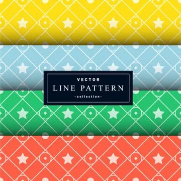 Abstract seamless geometric patterns set in four colors Illustrazione stock