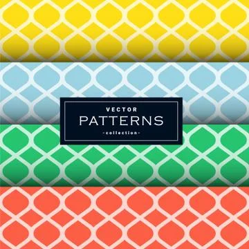 Abstract seamless geometric patterns set in four colors Stock Illustration