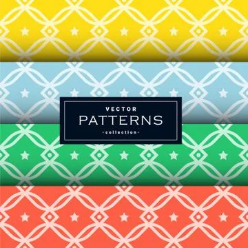 Abstract seamless geometric patterns set in four colors Illustrazione stock