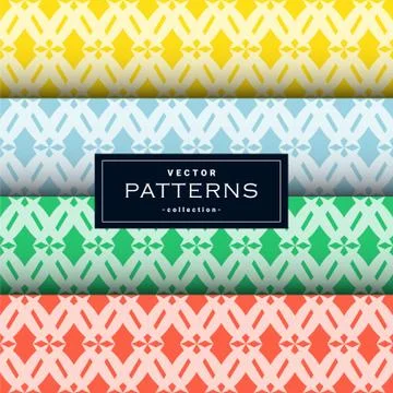 Abstract seamless geometric patterns set in four colors Stock Illustration