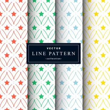 Abstract seamless geometric patterns set in four colors Stock Illustration