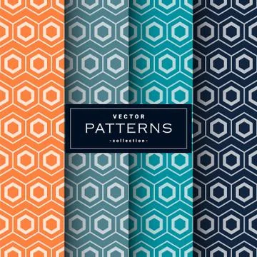 Abstract seamless geometric patterns set in four colors Stock Illustration