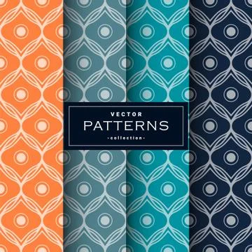Abstract seamless geometric patterns set in four colors Stock Illustration