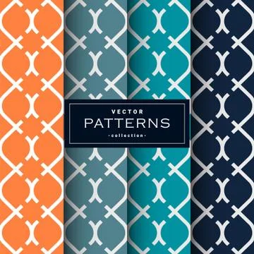 Abstract seamless geometric patterns set in four colors Illustrazione stock