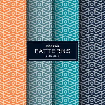 Abstract seamless geometric patterns set in four colors Stock Illustration